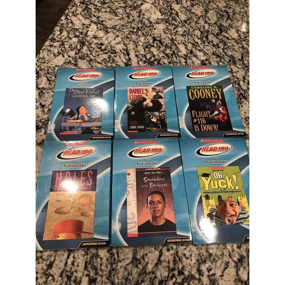 Scholastic Read180 Audiobooks Stage ‎ B*6 Book Lot. Holes, Flight 116, Yuck +3